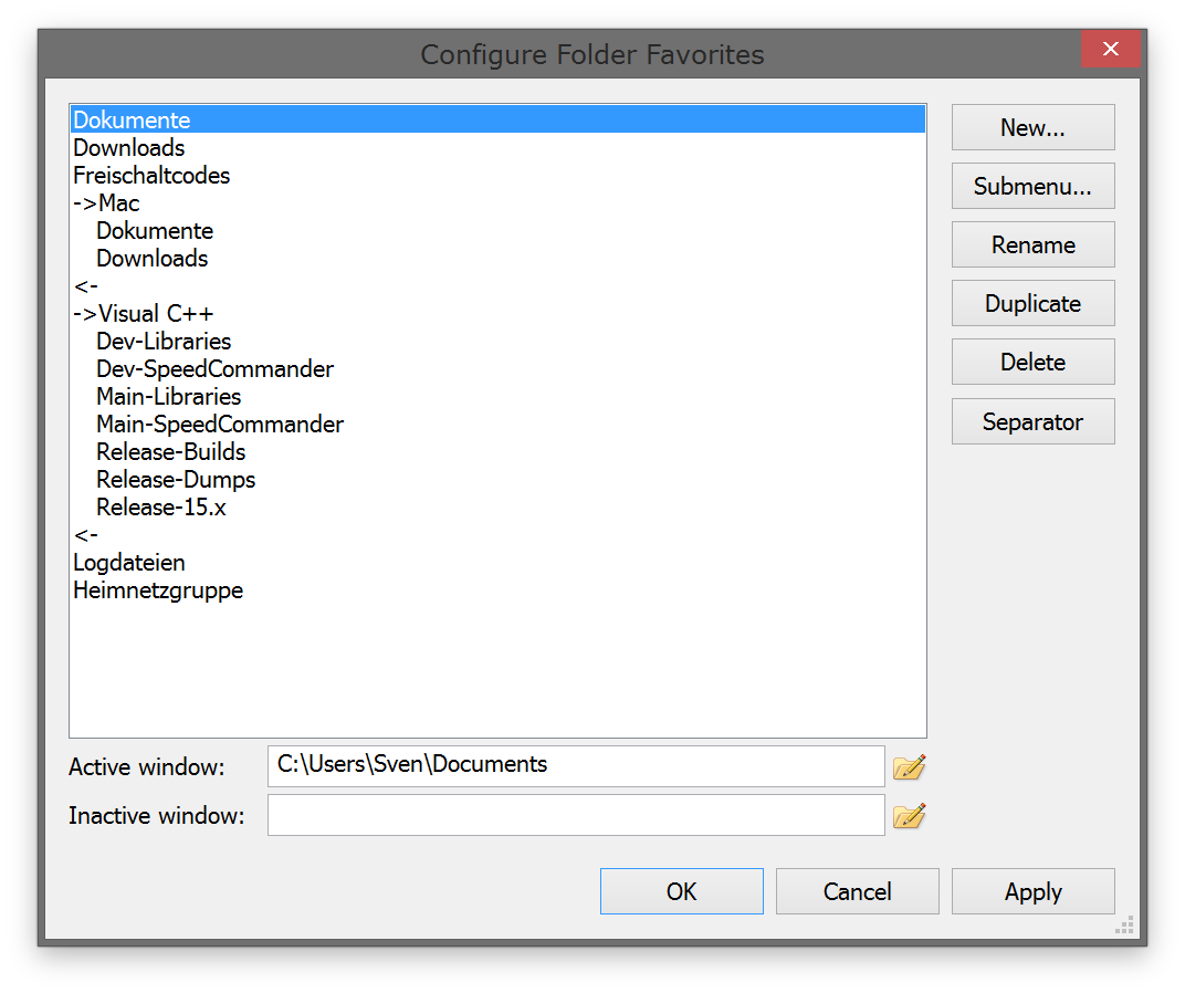 Configure Folder Favorites