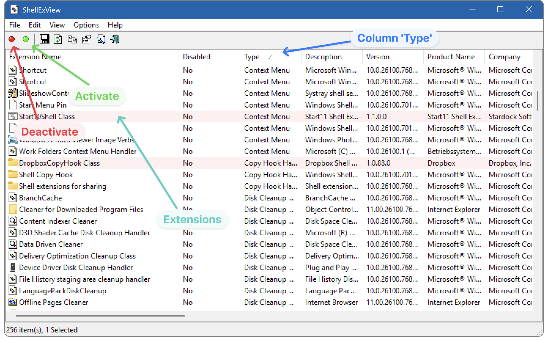 Disabling Shell Extensions with ShellExView
